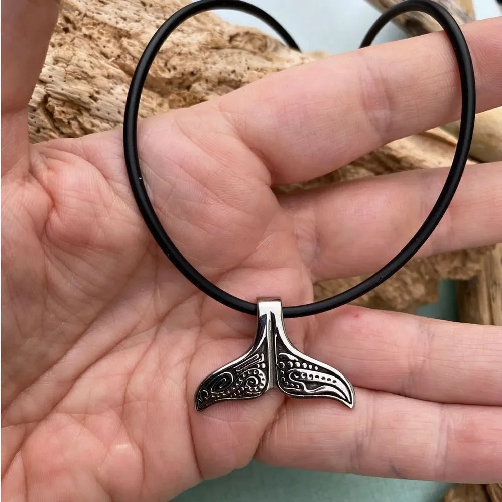 Whale Tail Stainless Steel Indian Design Pendant Necklace